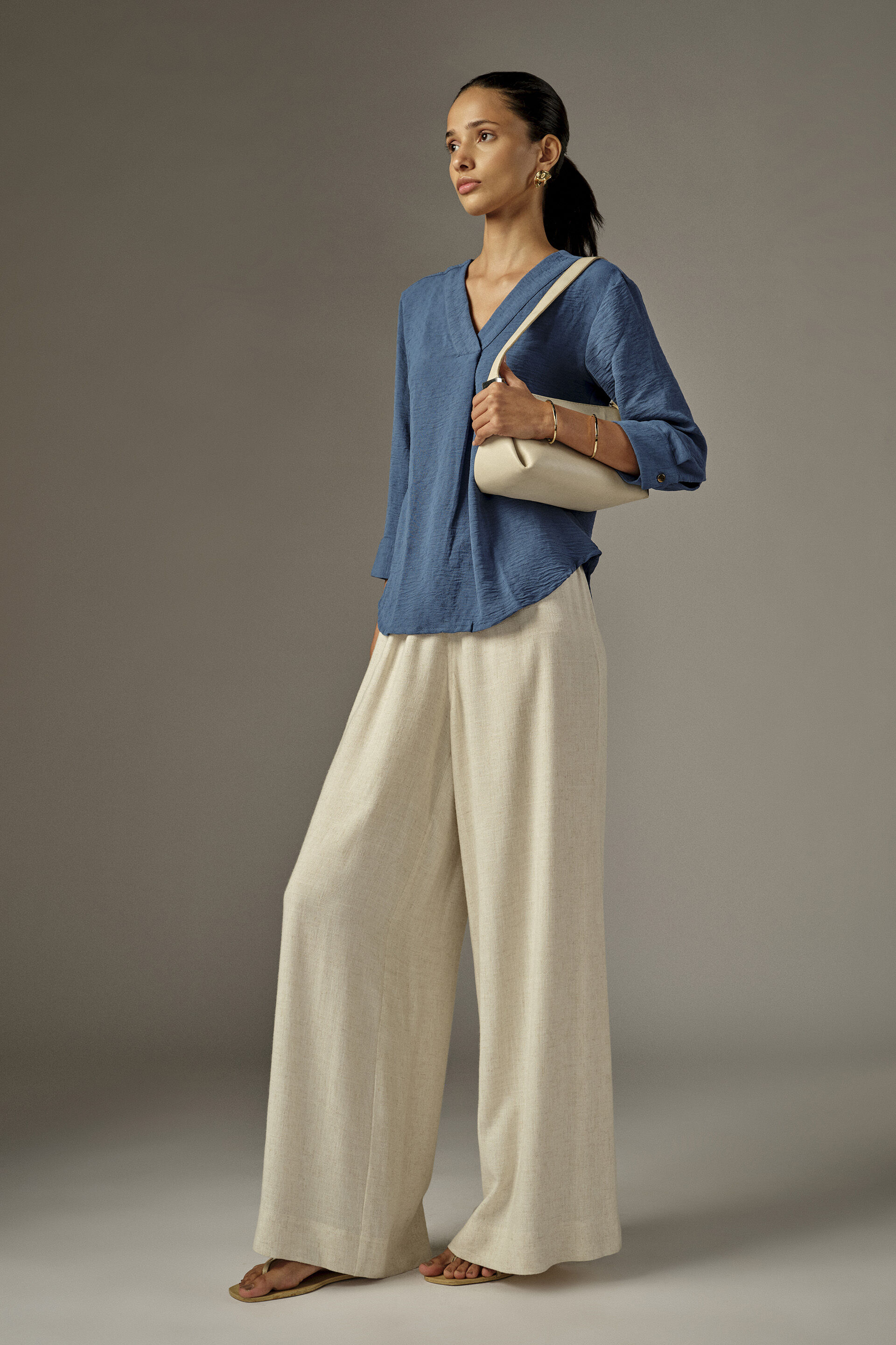 Solid Voluminous Sleeves Top in Blue, Blue, image 4